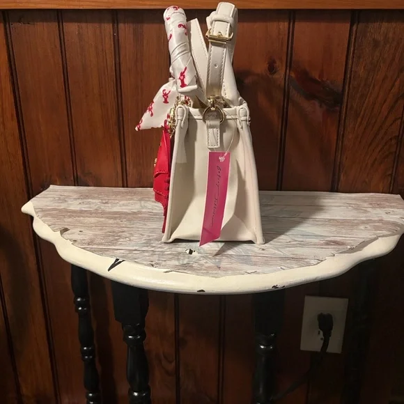 Betsy Johnson Navy and White Striped Mini Bag with Red Lobster Charm - Picture 7 of 14